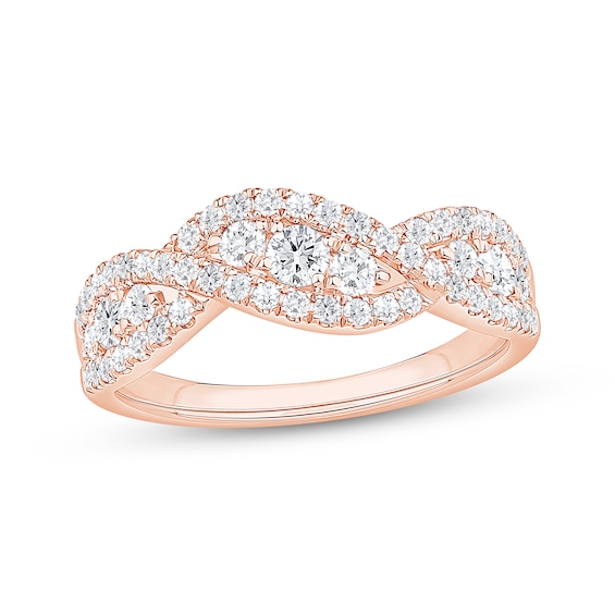 Now + Forever Round-Cut Diamond Twist Anniversary Ring 1/4 ct tw 14K Rose Gold