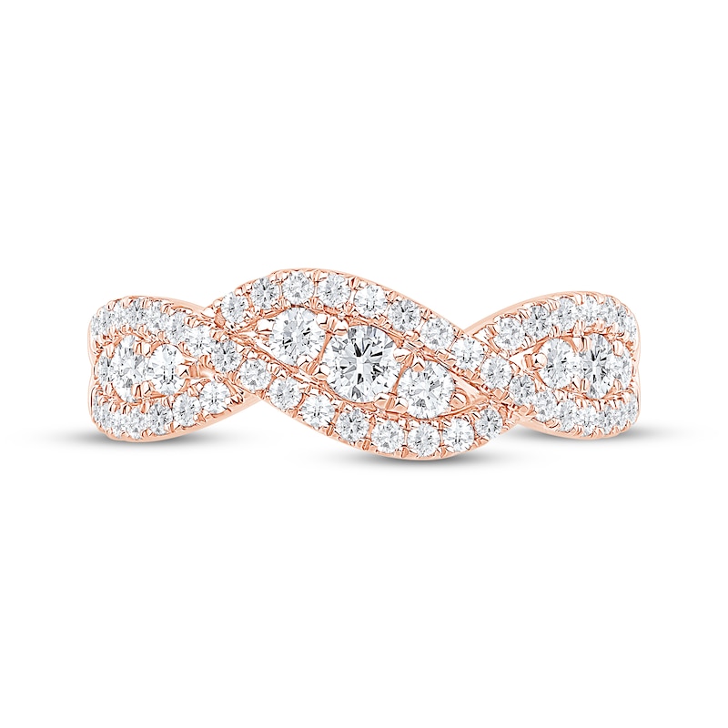 Main Image 3 of Now + Forever Round-Cut Diamond Twist Anniversary Ring 1/4 ct tw 14K Rose Gold