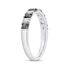 Thumbnail Image 1 of Round-Cut Black & Baguette-Cut White Diamond Anniversary Ring 1/3 ct tw 10K White Gold
