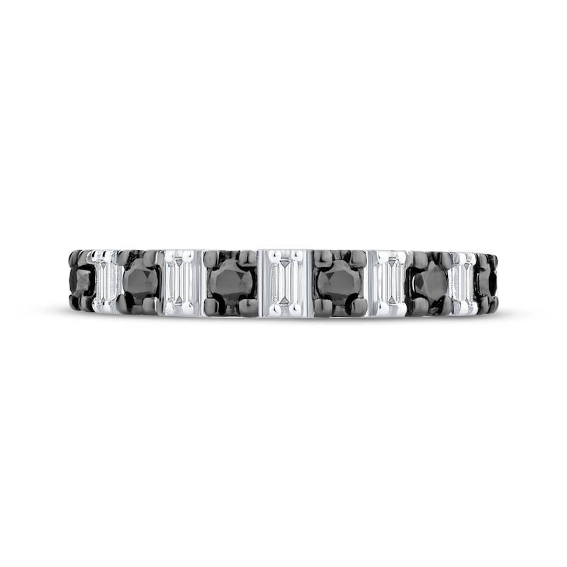 Main Image 3 of Now + Forever Round-Cut Black & Baguette-Cut White Diamond Anniversary Ring 1/3 ct tw 10K White Gold
