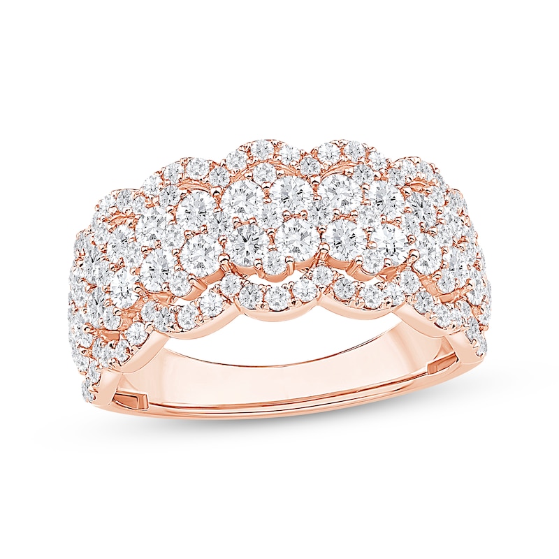 Main Image 1 of Now + Forever Diamond Scalloped Anniversary Ring 2 ct tw 14K Rose Gold