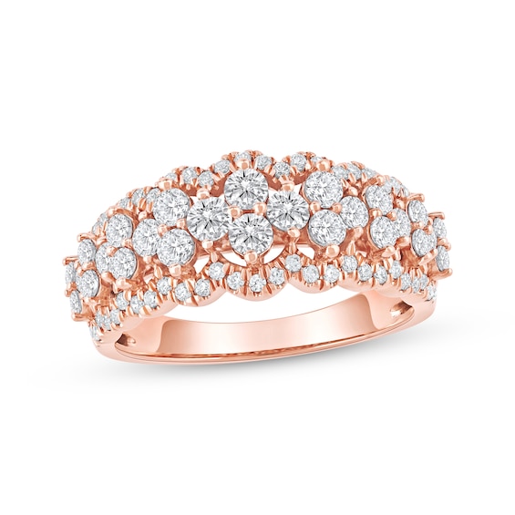 Now + Forever Lab-Grown Diamonds Scalloped Anniversary Ring 1-1/4 ct tw 14K Rose Gold