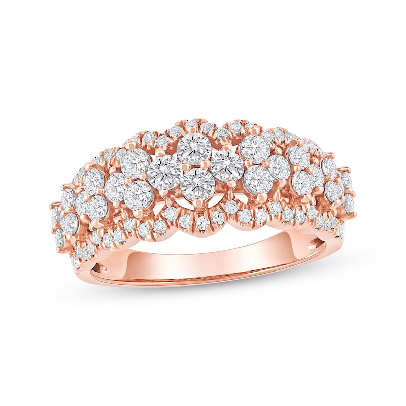 Lab-Created Diamonds by KAY Scalloped Anniversary Ring 1-1/4 ct tw 14K Rose Gold