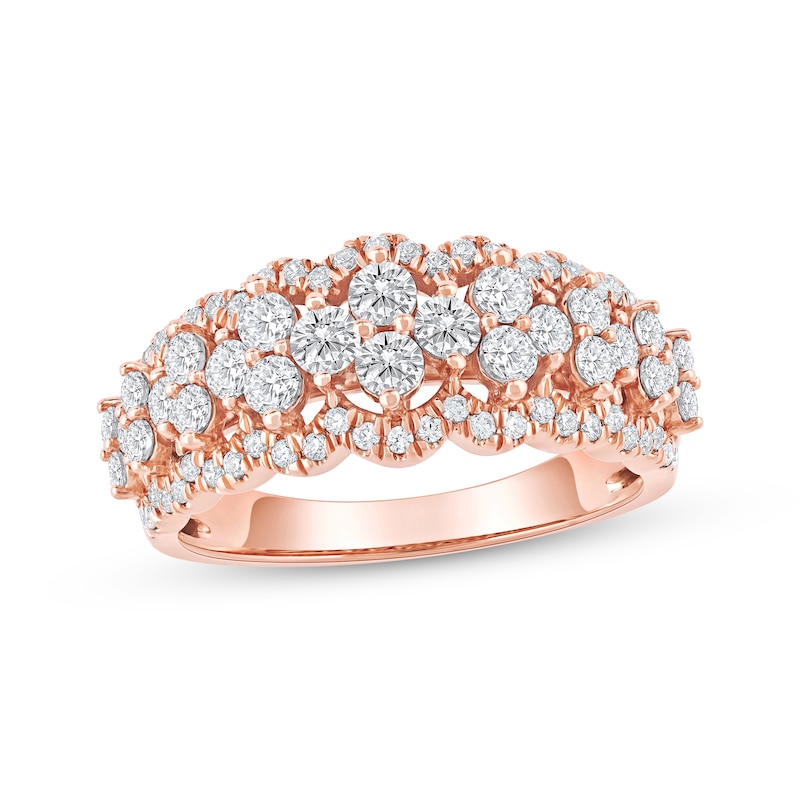 Main Image 1 of Now + Forever Lab-Grown Diamonds Scalloped Anniversary Ring 1-1/4 ct tw 14K Rose Gold
