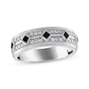 Thumbnail Image 1 of Now + Forever Men's Square-Cut Black Diamond & White Diamond Wedding Band 5/8 ct tw 10K White Gold