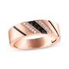 Thumbnail Image 1 of Now + Forever Men's Black & White Diamond Diagonal Wedding Band 1/6 ct tw 10K Rose Gold