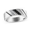 Thumbnail Image 1 of Now + Forever Men's Black & White Diamond Diagonal Wedding Band 1/6 ct tw 10K White Gold