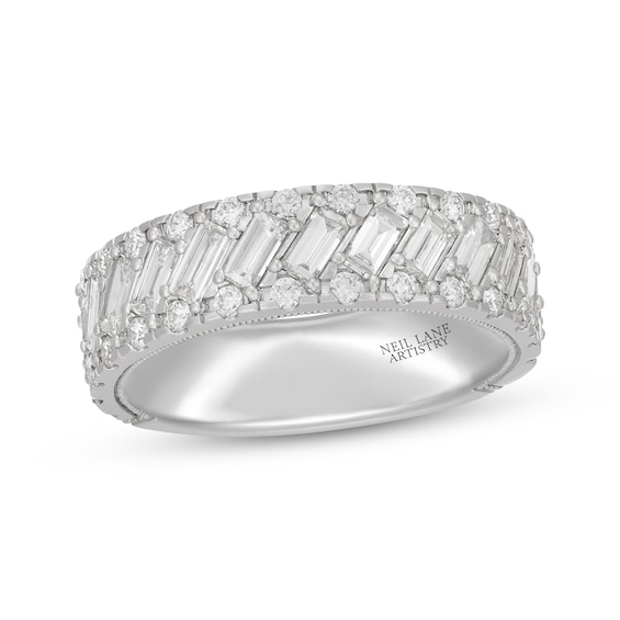 Men's Neil Lane Artistry Baguette & Round-Cut Lab-Grown Diamond Wedding Band 2 ct tw 14K White Gold