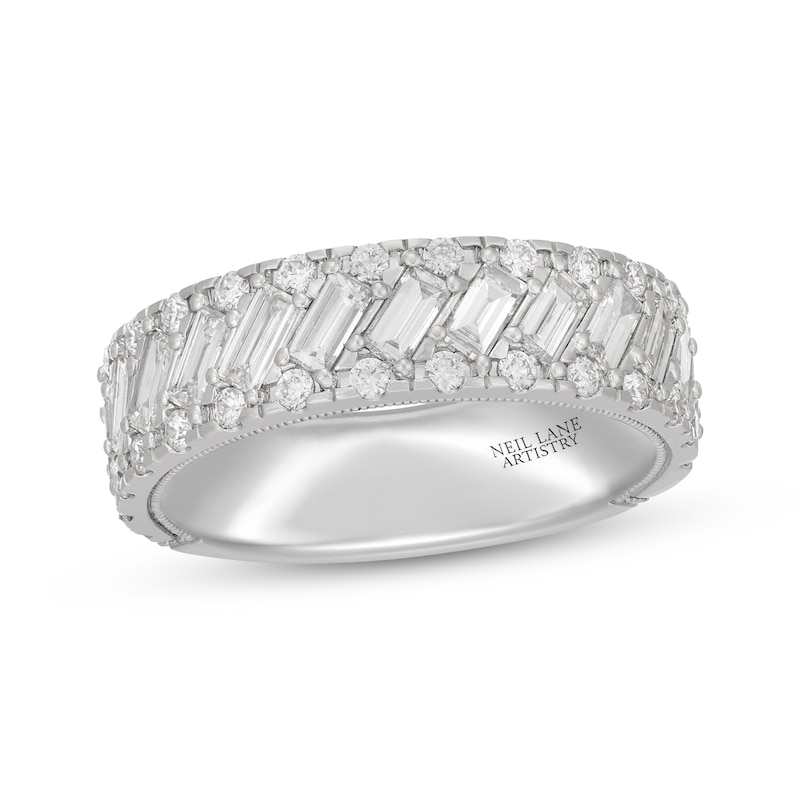 Men's Neil Lane Artistry Baguette & Round-Cut Lab-Created Diamond Wedding Band 2 ct tw 14K White Gold