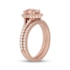 Thumbnail Image 2 of Neil Lane Oval-Cut Morganite & Diamond Scalloped Halo Bridal Set 5/8 ct tw Diamonds 14K Rose Gold