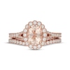 Thumbnail Image 3 of Neil Lane Oval-Cut Morganite & Diamond Scalloped Halo Bridal Set 5/8 ct tw Diamonds 14K Rose Gold