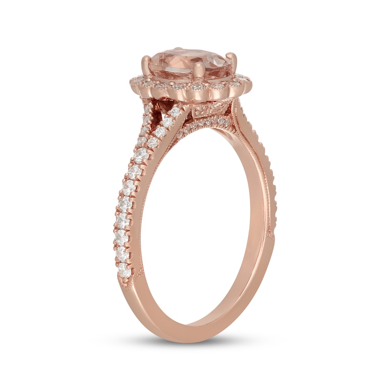 Main Image 5 of Neil Lane Oval-Cut Morganite & Diamond Halo Engagement Ring 1/2 ct tw 14K Rose Gold