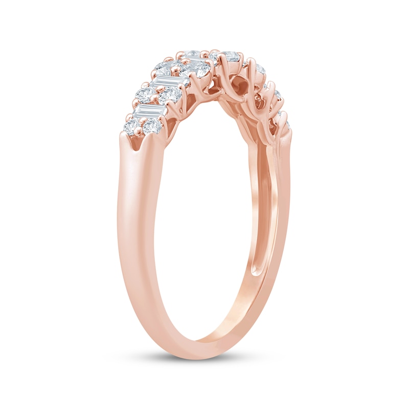 Main Image 2 of Now + Forever Baguette & Round-Cut Diamond Anniversary Ring 5/8 ct tw 14K Rose Gold