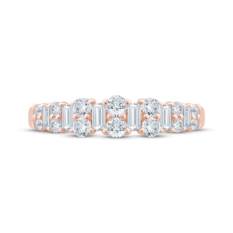 Main Image 3 of Now + Forever Baguette & Round-Cut Diamond Anniversary Ring 5/8 ct tw 14K Rose Gold