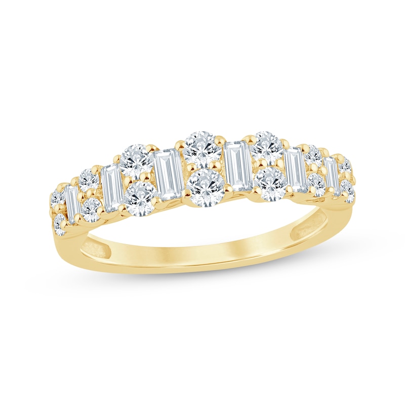 Main Image 1 of Now + Forever Baguette & Round-Cut Diamond Anniversary Ring 5/8 ct tw 14K Yellow Gold