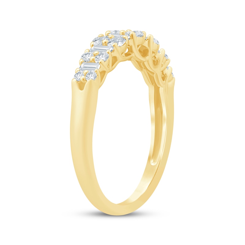 Main Image 2 of Now + Forever Baguette & Round-Cut Diamond Anniversary Ring 5/8 ct tw 14K Yellow Gold
