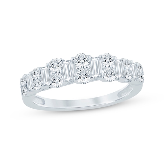 Now + Forever Baguette & Round-Cut Diamond Anniversary Ring 5/8 ct tw 14K White Gold