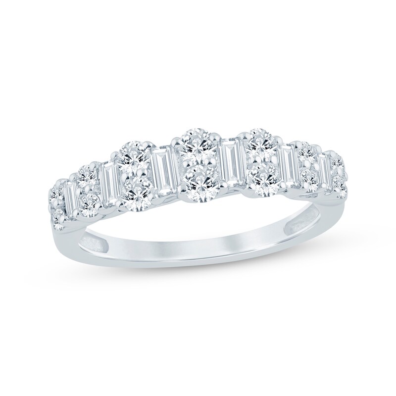 Main Image 1 of Now + Forever Baguette & Round-Cut Diamond Anniversary Ring 5/8 ct tw 14K White Gold