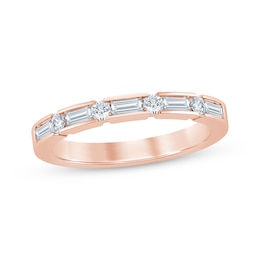 Now + Forever Baguette & Round-Cut Diamond Anniversary Ring 1/2 ct tw 14K Rose Gold