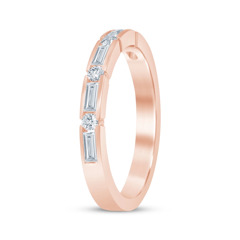 Main Image 2 of Now + Forever Baguette & Round-Cut Diamond Anniversary Ring 1/2 ct tw 14K Rose Gold