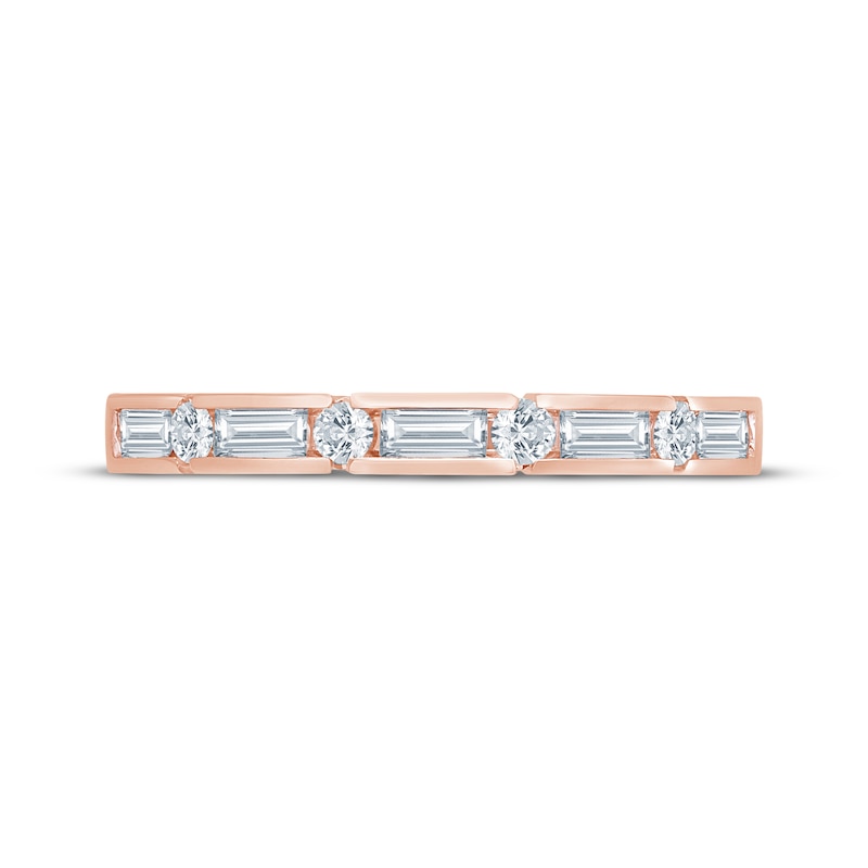 Main Image 3 of Now + Forever Baguette & Round-Cut Diamond Anniversary Ring 1/2 ct tw 14K Rose Gold