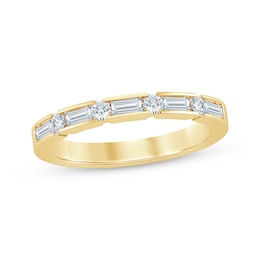 Now + Forever Baguette & Round-Cut Diamond Anniversary Ring 1/2 ct tw 14K Yellow Gold