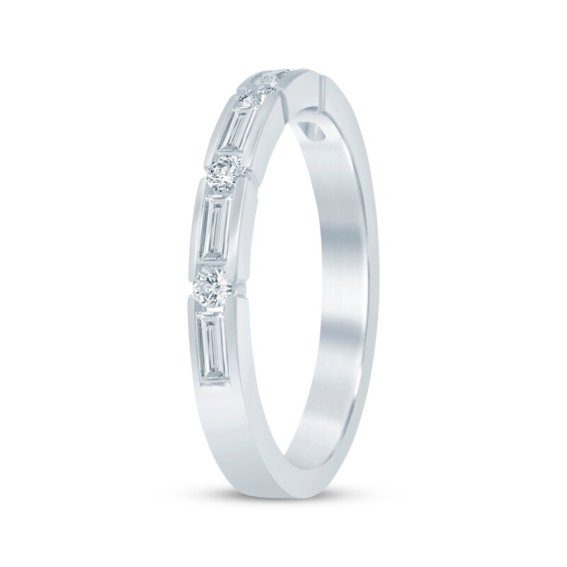 Main Image 2 of Now + Forever Baguette & Round-Cut Diamond Anniversary Ring 1/2 ct tw 14K White Gold