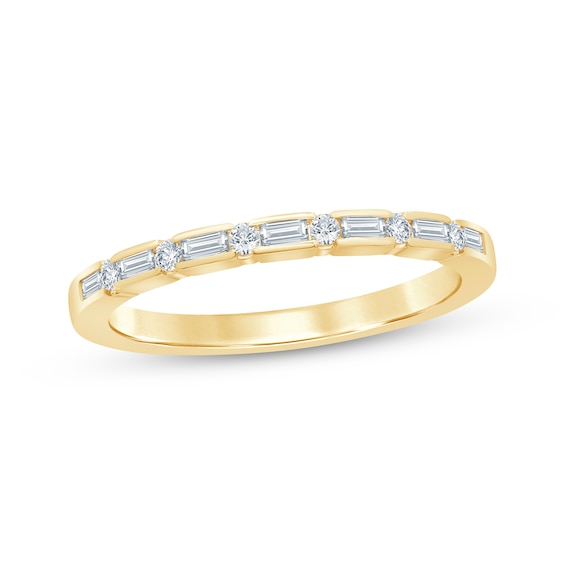 Now + Forever Baguette & Round-Cut Diamond Anniversary Ring 1/4 ct tw 14K Yellow Gold