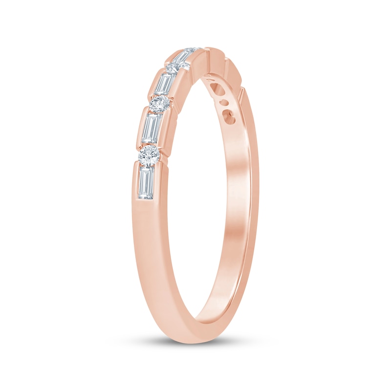 Main Image 2 of Now + Forever Baguette & Round-Cut Diamond Anniversary Ring 1/4 ct tw 14K Rose Gold