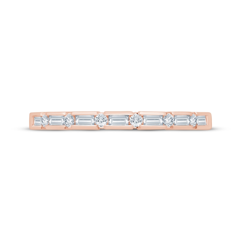 Main Image 3 of Now + Forever Baguette & Round-Cut Diamond Anniversary Ring 1/4 ct tw 14K Rose Gold
