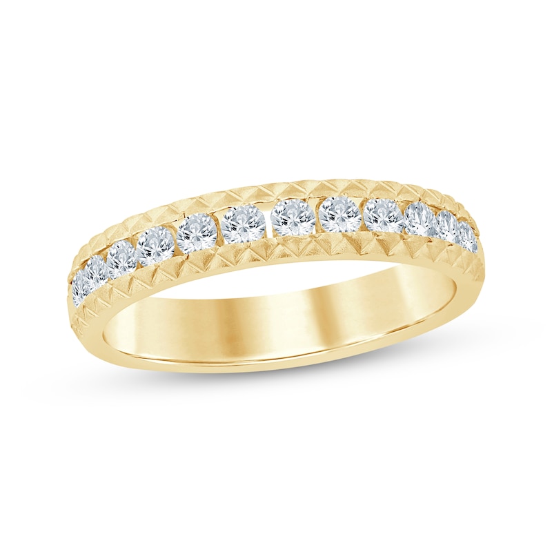Main Image 1 of Now + Forever Diamond Pyramid Edge Anniversary Ring 1/2 ct tw 10K Yellow Gold