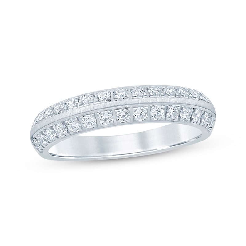 Main Image 1 of Now + Forever Diamond Two-Row Beveled Anniversary Ring 1/2 ct tw 10K White Gold