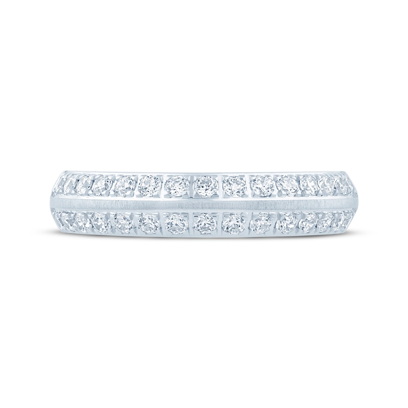 Main Image 3 of Now + Forever Diamond Two-Row Beveled Anniversary Ring 1/2 ct tw 10K White Gold