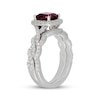Thumbnail Image 2 of Neil Lane Cushion-Cut Rhodolite Garnet & Diamond Halo Bridal Set 5/8 ct tw Diamonds 14K White Gold