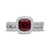Thumbnail Image 3 of Neil Lane Cushion-Cut Rhodolite Garnet & Diamond Halo Bridal Set 5/8 ct tw Diamonds 14K White Gold