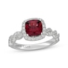 Thumbnail Image 4 of Neil Lane Cushion-Cut Garnet & Diamond Halo Engagement Ring 1/2 ct tw 14K White Gold