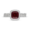 Thumbnail Image 6 of Neil Lane Cushion-Cut Garnet & Diamond Halo Engagement Ring 1/2 ct tw 14K White Gold