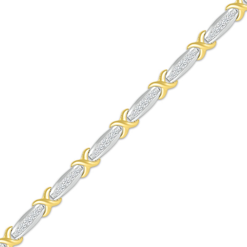 Main Image 2 of Diamond X-Link Bracelet 1 ct tw 10K Two-Tone Gold 7&quot;