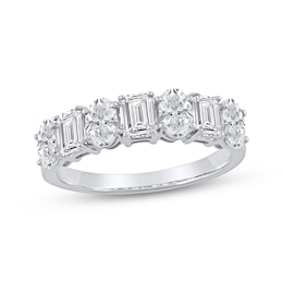 Now + Forever Lab-Grown Diamonds Emerald & Oval-Cut Anniversary Ring 2 ct tw 14K White Gold