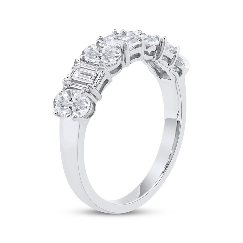 Main Image 2 of Now + Forever Lab-Grown Diamonds Emerald & Oval-Cut Anniversary Ring 2 ct tw 14K White Gold