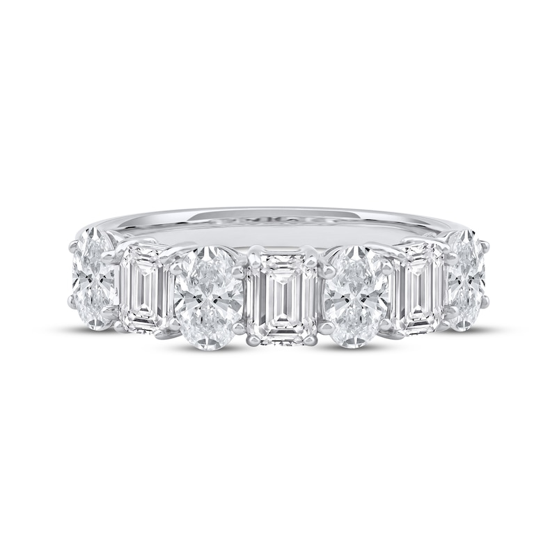 Lab-Created Diamonds by KAY Emerald & Oval-Cut Anniversary Ring 2 ct tw 14K White Gold