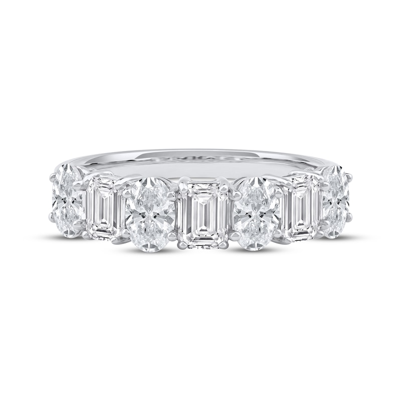 Main Image 3 of Now + Forever Lab-Grown Diamonds Emerald & Oval-Cut Anniversary Ring 2 ct tw 14K White Gold