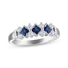 Thumbnail Image 1 of Now + Forever Square-Cut Natural Blue Sapphire & Diamond Anniversary Ring 1/4 ct tw 10K White Gold