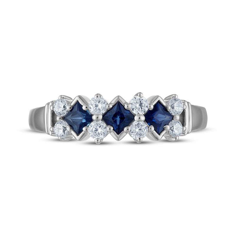 Main Image 3 of Now + Forever Square-Cut Natural Blue Sapphire & Diamond Anniversary Ring 1/4 ct tw 10K White Gold