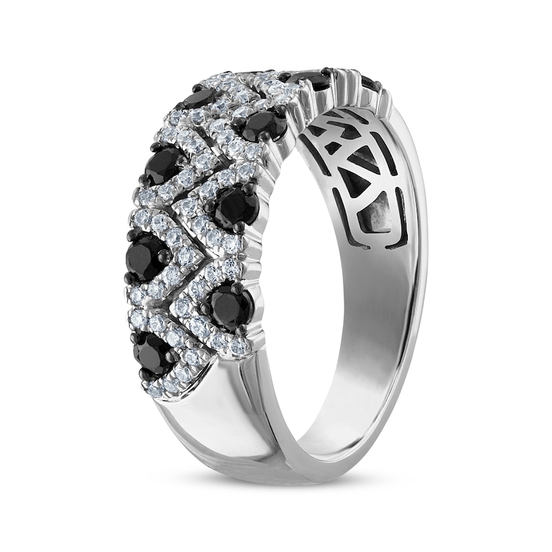 Main Image 2 of Now + Forever Black & White Diamond Wishbone Pattern Anniversary Ring 7/8 ct tw 14K White Gold