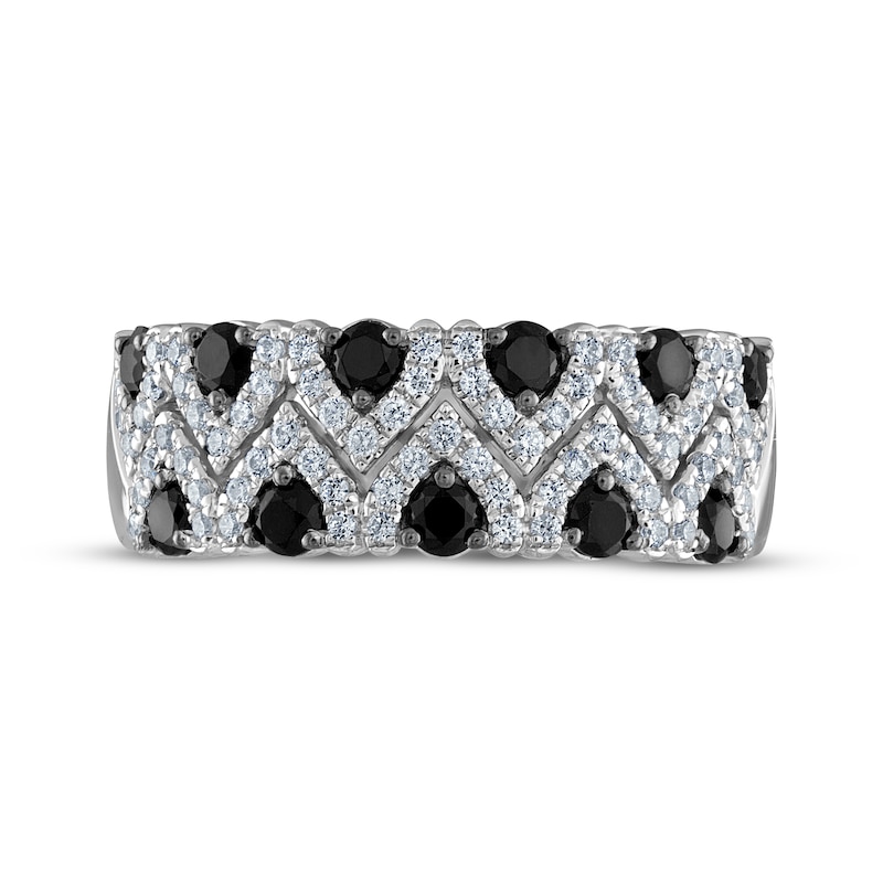 Main Image 3 of Now + Forever Black & White Diamond Wishbone Pattern Anniversary Ring 7/8 ct tw 14K White Gold