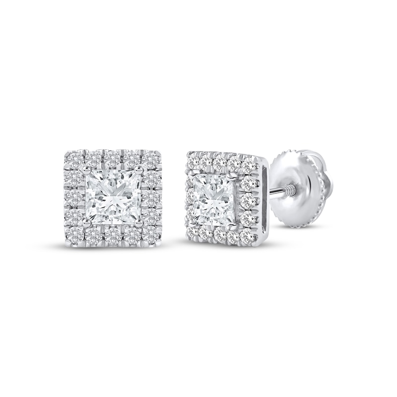 Main Image 1 of KAY Lab-Grown Diamonds Princess-Cut Stud Earrings 1 ct tw 14K White Gold (F/SI2)
