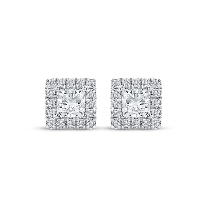 Main Image 2 of KAY Lab-Grown Diamonds Princess-Cut Stud Earrings 1 ct tw 14K White Gold (F/SI2)