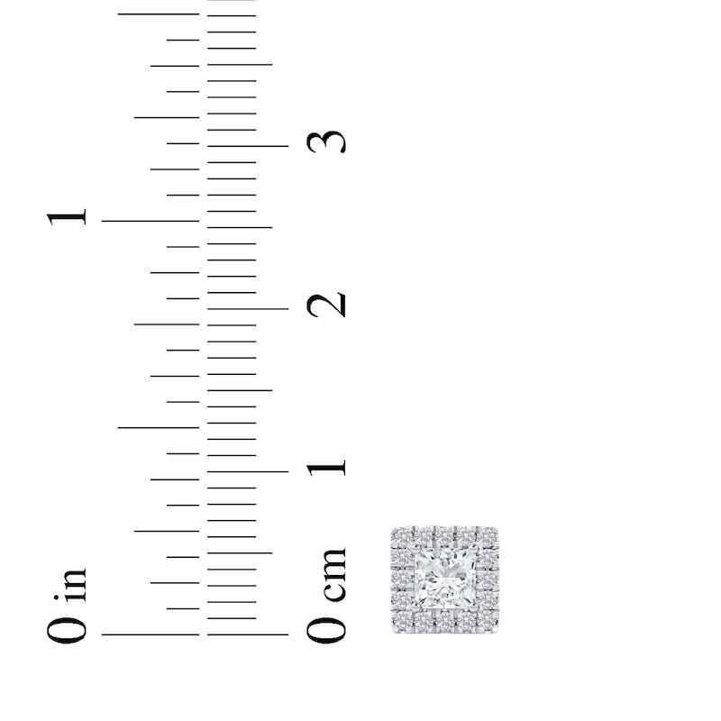 Main Image 5 of KAY Lab-Grown Diamonds Princess-Cut Stud Earrings 1 ct tw 14K White Gold (F/SI2)