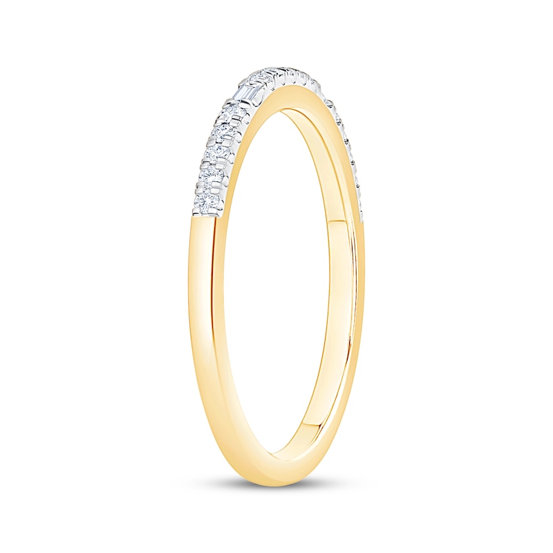 Main Image 2 of Now + Forever Baguette & Round-Cut Diamond Anniversary Ring 1/6 ct tw 10K Yellow Gold